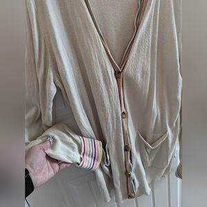 Cream w/Stripes Cardigan